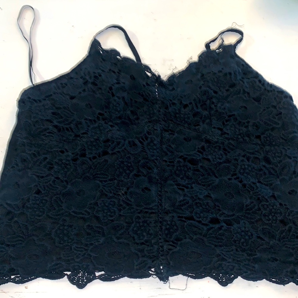 Black lace crop top